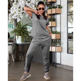 Костюм плюшевый велюр Ameli стальной  53-10